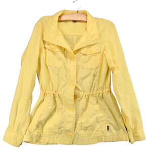 Eddie Bauer Womens Button-Up Jacket Yellow Small Drawstring Waist